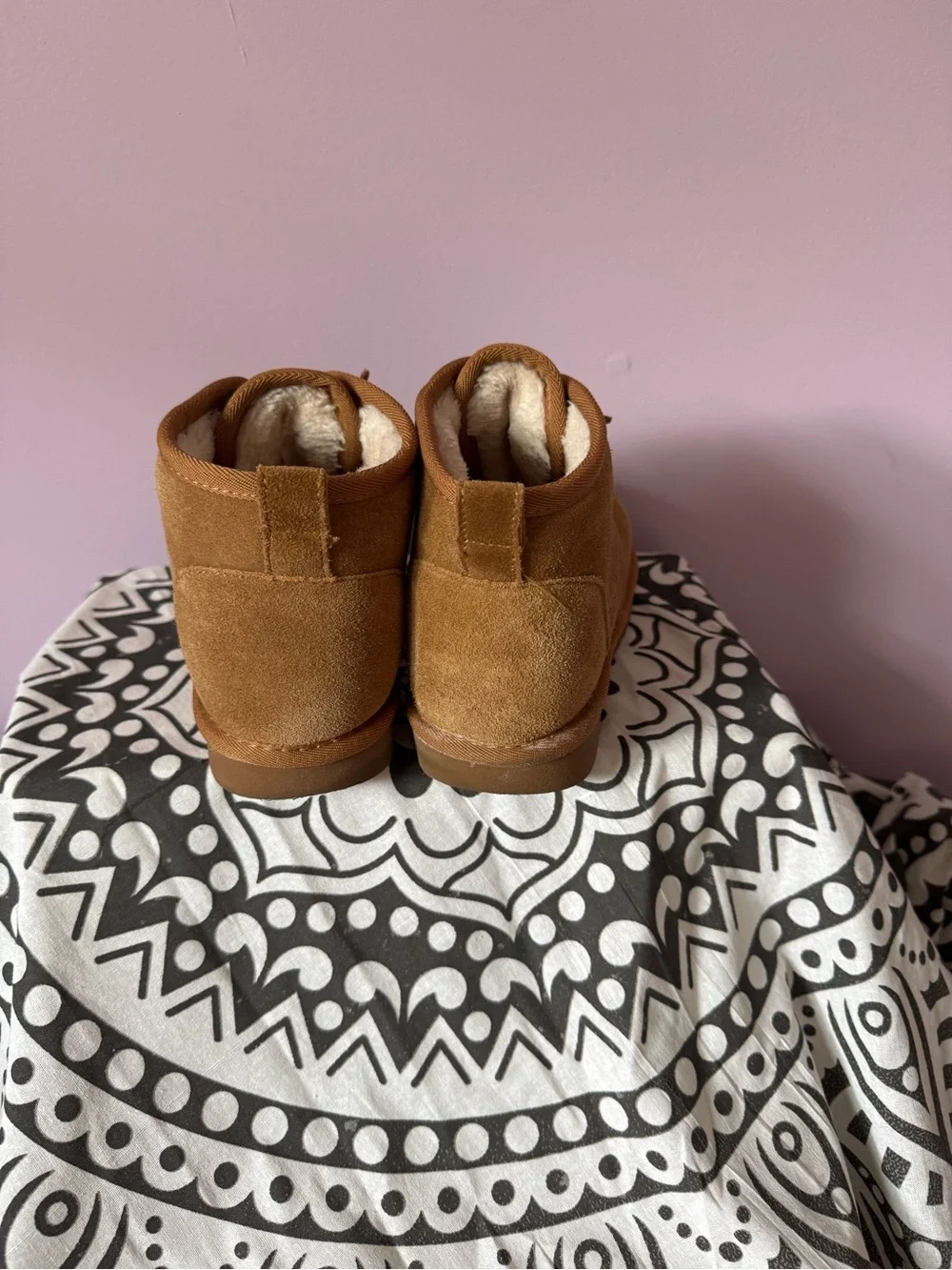 Menorcan Suede Ankle Booties in Camel - Unbranded